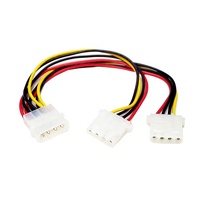 Catu daya 4 Pin komputer Molex kabel pemisah Y kabel ekstensi daya Internal 2 perempuan ke 1 laki-laki