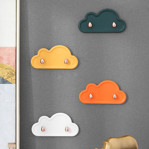Cloud Shaped Double Hook Wall Mount Self Adhesive No Drilling Required Bathroom Key Holder Multi Color Options - Product Image 1