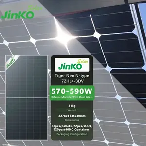 Precio bajo Jinko Tiger Neo N-type Zonnepaneel Módulo bifacial Paneles solares 550W 570W 575W 580W 585W 590W con vidrio dual