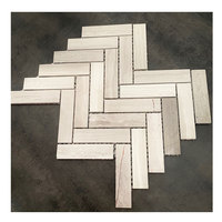 Parquet en mosaïque de marbre chevron à chevrons pour la décoration murale et de sol de villas et fermes modernes, gris et blanc, pour extérieur
