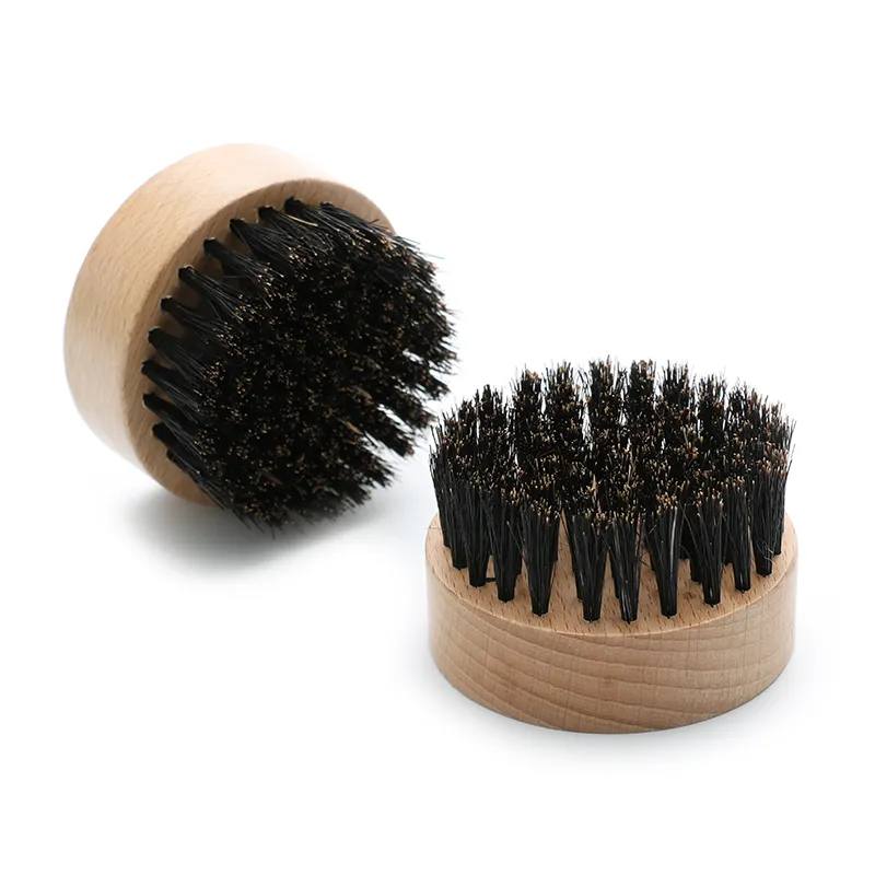 पुरुषों के 100% प्राकृतिक लकड़ी बोअर ब्रिस्टल मिनी गोल दाढ़ी ब्रश के लिए दाढ़ी ब्रश