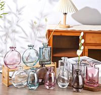 Diffuseur de parfum en verre rose ovale de 150 ml, flacon vide de luxe en verre rond pour aromathérapie, impression de logo par sérigraphie