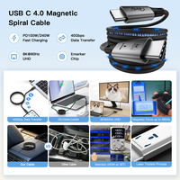 Cable Magnético UNIEAN Thunderbolt 4 8k de 100w 240w 40Gbps Tipo C USB, Cables de Carga Rápida de Datos para iPhones y Android