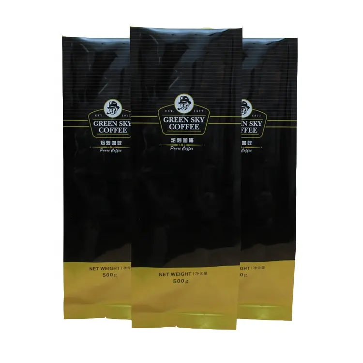 Custom Printed Philippines Classic Plastic Quad Seal Coffee Pouch Side Gusset Tin Tie Coffee Package Bag With Valve