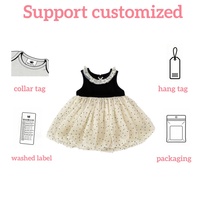 Robe d'été sans manches pour bébé fille, à blocs de couleur, en tricot, avec bordure en dentelle, col à pois, jupe bouffante, robe de soirée, robe personnalisée pour bébé fille