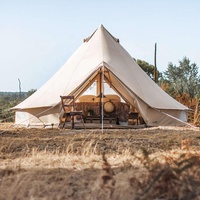 Tente cloche ENJOIN Luxury 5M pour famille, en toile de coton imperméable, ouverture rapide, pour le camping en plein air et le glamping en toutes saisons