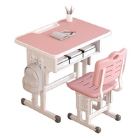 Chaise et bureau d'étudiant réglables en hauteur 70x50cm 36-42cm avec étagère à livres et fente pour crayons rose gris chaise et bureau d'école CE