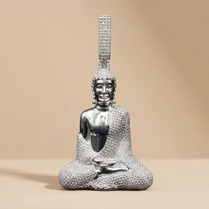 Pendentif Bouddha personnalisé serti de diamants, en argent de luxe, diamants de laboratoire, pour femmes et hommes, bijoux fins - Product Image 2