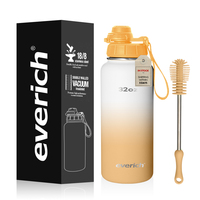 Everich 32oz sport poignée paille couvercle thermo réservoir double paroi large bouche bouteilles d'eau bouteilles d'eau de style isolé