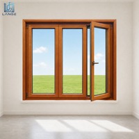 LANGE Smart Minimalist Wood Aluminum Window Timber Aluminum Window Soundproof Double Glazed Window for Office