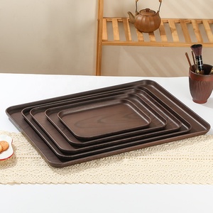 Bandeja de Servir de Plástico con Diseño de Madera Negra para Desayuno/Café/Fruta/Plantas/Decoración de Fiestas de Navidad/Halloween/Bodas - Product Image 3