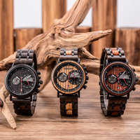 Montre élégante de luxe pour homme en acier inoxydable avec aiguilles lumineuses, cadran en bois de style antique, affichage à aiguilles, OEM
