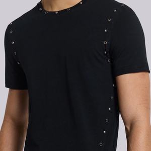 T-shirt en jersey de coton personnalisé avec logo OEM, coupe ajustée, manches courtes, pour homme, style streetwear, imprimé, unisexe, t-shirt ajusté pour homme - Product Image 3