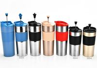 Mug de voyage isotherme à double paroi en acier inoxydable, cafetière à piston, théière, avec joint et filtre, pour le camping, vente en gros