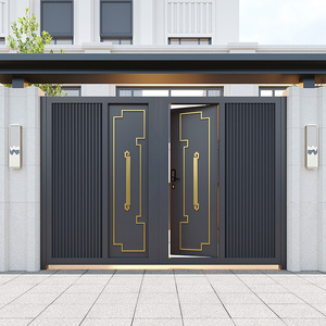 <span class=keywords><strong>Portail</strong></span> de sécurité motorisé en acier moderne pour entrée de cour avant, allée extérieure résidentielle, robuste, battant, écologique - Product Image 3