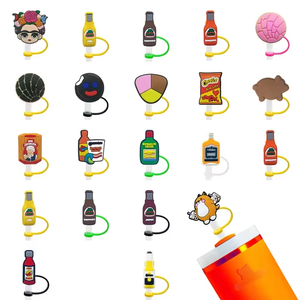 Accesorios para tazas al por mayor de 10mm, tapas de decoración, reutilizables, estilo mexicano, silicona, a prueba de polvo, adorno de paja para vaso de taza - Product Image 1