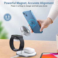 Cargador Inalámbrico Multifuncional 3 en 1, Carga Rápida de 15W/10W con QC3.0/PD2.0 para Auriculares y Reloj Inteligente, Puerto Tipo-C