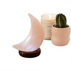 New Arrival 100% Natural Pink Pink Crystal Salt Lamp Rock Salt Cord Replacement With <b>dimmer</b> Switch Moon Shape Himalayan - Product Image 1