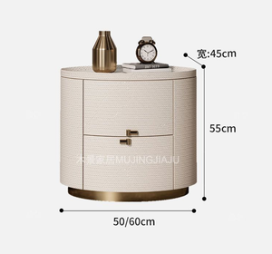 Mesita de Noche Inteligente Moderna de Alta Gama Italiana, Diseño de Lujo en Madera Maciza, Gabinete de Almacenamiento Ovalado con Luz LED Gratis - Product Image 6