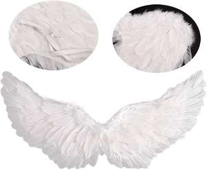 Halloween Weihnachten Karneval Party Angel <span class=keywords><strong>Wings</strong></span> Set Weiße Feder flügel Mit Halo Stirnband und Zauberstab Cosplay Zubehör - Product Image 2