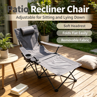 Chaise inclinable pliable réglable en 4 positions, durable, avec repose-pieds et accoudoirs amovibles, idéale pour la pêche, les pique-niques, le camping et la plage en extérieur.