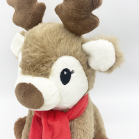 Vente chaude orignal cerf jouets en peluche avec écharpe rouge broder LOGO personnalisé mignon peluche wapiti peluche renne noël