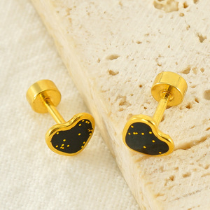 ZOGXIN Heart Stud <b>Earrings</b> 18K Gold Plated Stainless Steel Small Polka Dot Fashion Jewelry Gift For Women - Product Image 4