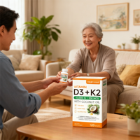 Capsules de vitamine D3 K2 végétaliennes à marque privée, 120 unités, pour adultes et adolescents, soutien immunitaire, santé osseuse, complément à l'huile de coco