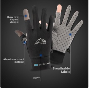 Guantes de protección UV de seda helada para <span class=keywords><strong>hombre</strong></span> <span class=keywords><strong>y</strong></span> mujer, antideslizantes, transpirables, con pantalla táctil, <span class=keywords><strong>dos</strong></span> dedos abiertos, para conducir, frisbee, ciclismo, pesca - Product Image 4