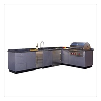 Fuers 2022 — meuble de cuisine en acier inoxydable, avec grande island et grille pour barbecue