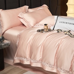 Đơn Giản Phong Cách Rắn Màu Sắc Nhà Dệt Bông Khăn Trải Giường Hollow out Màu Hồng <span class=keywords><strong>Comforter</strong></span> Bìa Bộ Đồ Giường Đặt Bán Buôn - Product Image 4