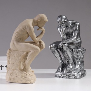 Venta al por mayor de figuritas griegas, estatua de pensador plateado, Esculturas Contemporáneas europeas para sala de meditación, decoración clásica para el hogar - Product Image 4