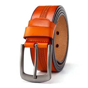 Ceintures en cuir véritable de luxe pour affaires ceinture en cuir véritable à boucle ardillon pour le confort de l'usine en gros