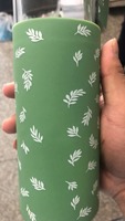 Mug de voyage en verre transparent à large ouverture de 20 oz, anti-fuite, avec couvercle en bambou et manchon en silicone