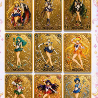 YQ 100 piezas, la colección definitiva de tarjetas de Sailor Moon, tarjetas coleccionables de metal de alta calidad Moonlight Heartbeat: Material escolar