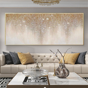Decoración de Cabecera, Pintura al Óleo Moderna Abstracta de Lienzo con Estrellas Brillantes, 100% Pintada a Mano, con Purpurina - Product Image 5