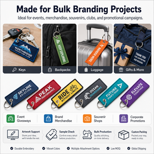 Travel Bag Accessories Custom Embroidered <b>Key</b> Fob Rectangular Woven Twill <b>Key</b> Chains Luggage Tag Souvenir Collection - Product Image 6