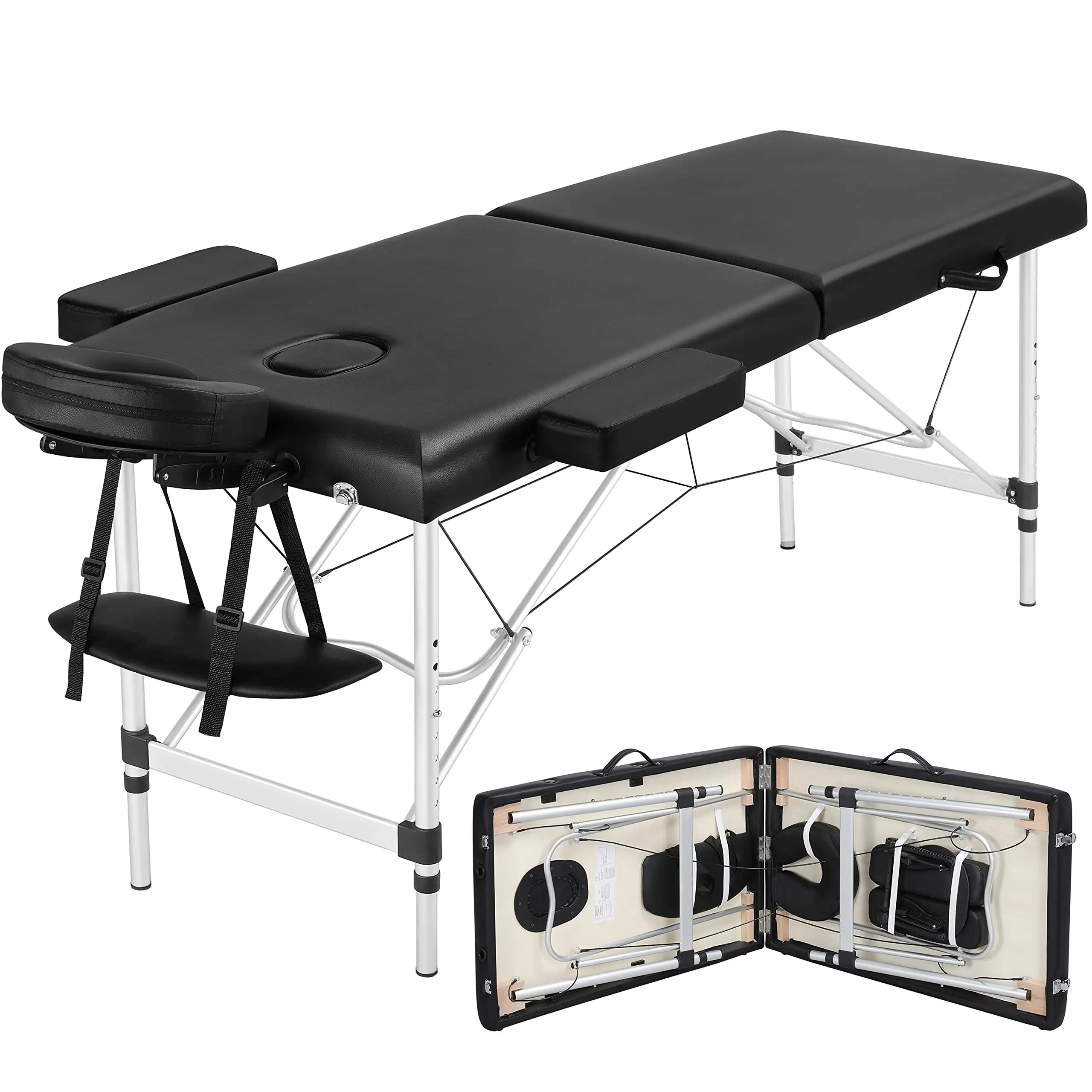 Massage bed portable massage bed aluminum height adjustable facial salon tattoo bed with non-woven fabric bag