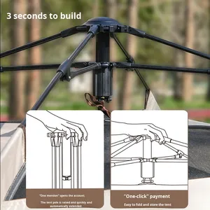 Carpa de Camping Grande de 1500-2000 mm, Plegable, Automática, Portátil, de Apertura Rápida, Impermeable, para 5-8 Personas, de Tela Oxford para Exteriores, para las Cuatro Estaciones - Product Image 4