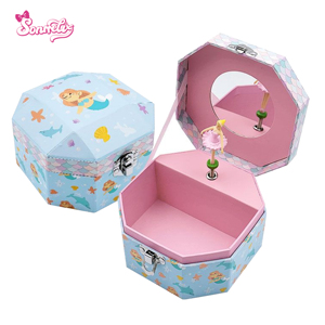 Boîte à bijoux musicale sur le thème de l'océan - Boîte de rangement en papier avec motif de sirène mignon, chansons personnalisées et espace intérieur, cadeau d'anniversaire pour filles - Product Image 1