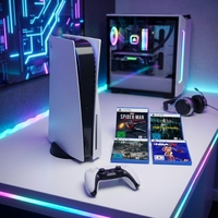 Console de jeu numérique et Blu-ray 5Pro d'occasion/neuve 1 To avec manette sans fil, prête à l'emploi, compatible Bluetooth, entièrement testée et fonctionnelle