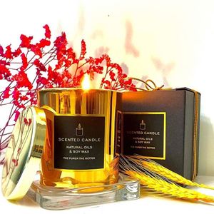 Luxurious Rose Gold Metal Jar Scented Soy <b>Wax</b> <b>Candle</b> with Snuffer and Tray Aromatherapy Home Decoration - Product Image 4