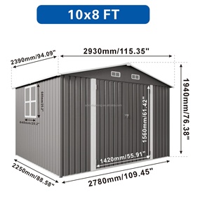 Hot Selling 10X8 FT Grey Garden <strong>Tool</strong> <strong>Storage</strong> Shed Waterproof Outdoor Easily Assembled Powder Coated Galvanized Steel Frame - Product Image 6