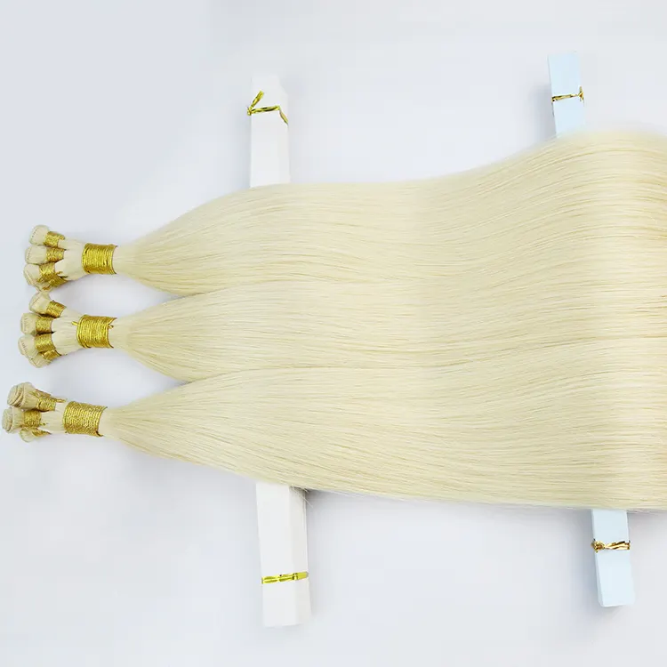 Remy Virgin 613 Farbe Double Drawn Silky Straight Echthaar 100g Hand gebundene Schuss haar verlängerungen