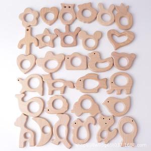 Wooden Animal <b>Baby</b> Teething Toys Bear Rabbit Horse Fox <b>Pacifier</b> Round Natural Beech Wood 0 To 24 Months Unisex Soft Toy - Product Image 2