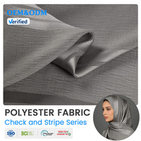 5505 Tissu Hijab en Polyester Satiné à Rayures Écossaises, Infroissable et Antistatique pour Châle Femme Usage Quotidien