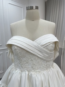 Custom Made Sweetheart Neck Ruched <strong>Top</strong> Lace Elegant Satin Curves <strong>Bride</strong> Plus Size Short Wedding Dress - Product Image 3