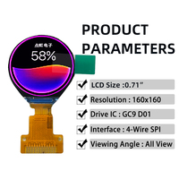Panel LCD layar sentuh, 0.71 inci TFT tampilan bulat 160x160 GC9 D01 IC SPI Antarmuka IPS layar sentuh cerdas dapat dipakai