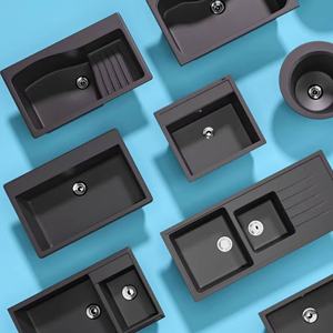 Fregadero de Cocina de Granito Negro y Cuarzo, Doble Tazón Grande, Resistente al Calor, Fácil de Limpiar, de Alta Resistencia - Product Image 5