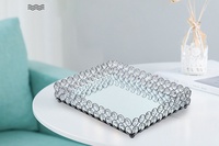 Plateau miroir en cristal de luxe décoration de bureau assiette de fruits stockage assiette à gâteau en métal plateau miroir de mariage